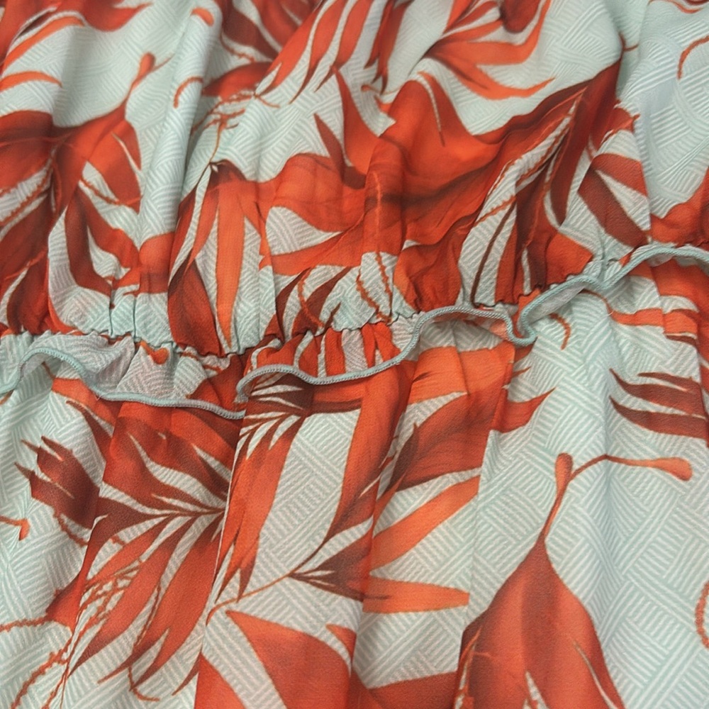 H &M Orange & Pale Green Palm Maxi Dress - Picture 3 of 12